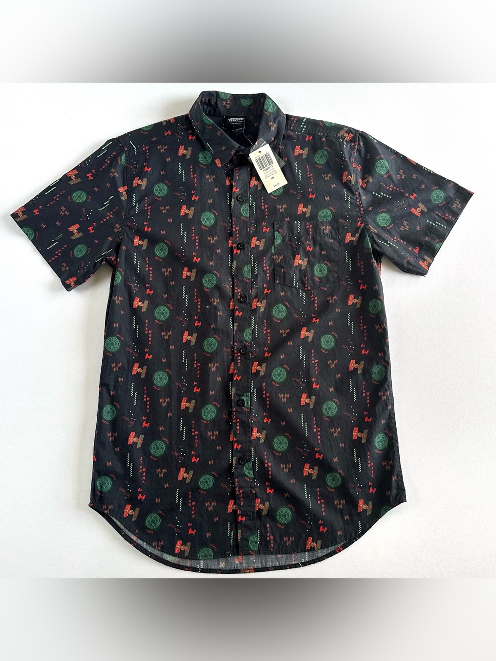 Her Our Universe Star Wars Button Up Shirt Unisex S Black Neon Dark Side NWT
